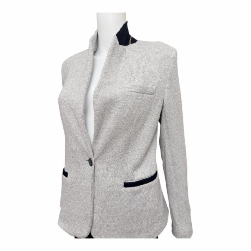 Zara Basic Women's Light Gray Blazer with Black A… - image 2
